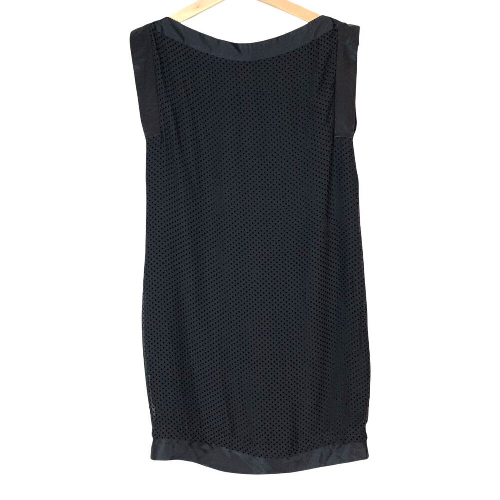 Vintage Walter Baker Black Swiss Dot Silk Viscose Boatneck Shift Dress 4 S Small